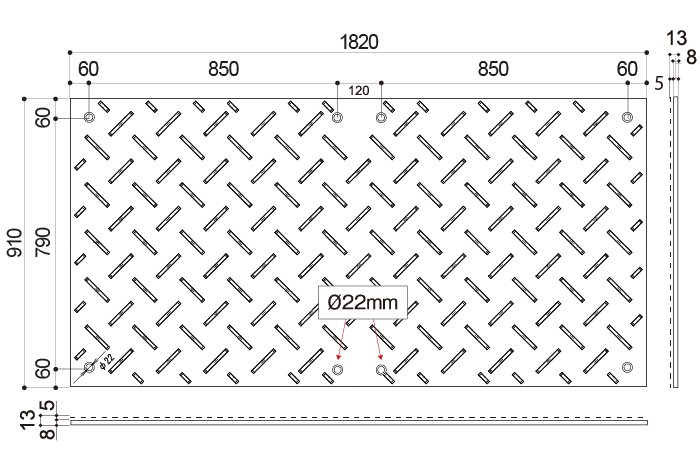 Drawing of Lightweight W board 36